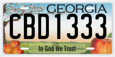 GA license plate CBD1333