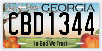 GA license plate CBD1344