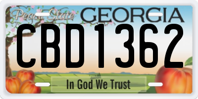 GA license plate CBD1362