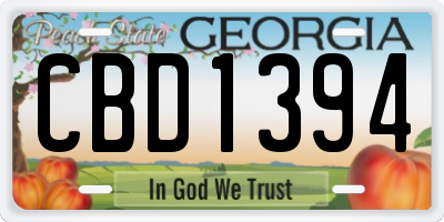 GA license plate CBD1394