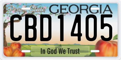 GA license plate CBD1405