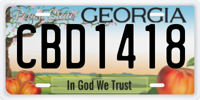 GA license plate CBD1418