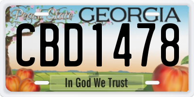 GA license plate CBD1478