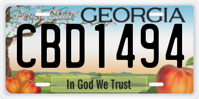 GA license plate CBD1494