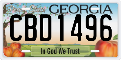 GA license plate CBD1496