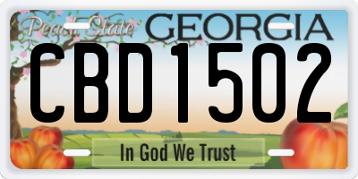 GA license plate CBD1502