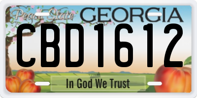 GA license plate CBD1612