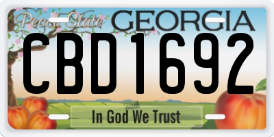GA license plate CBD1692
