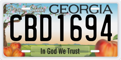 GA license plate CBD1694
