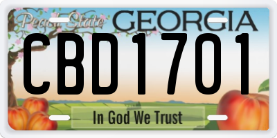 GA license plate CBD1701