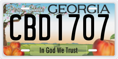 GA license plate CBD1707