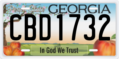 GA license plate CBD1732