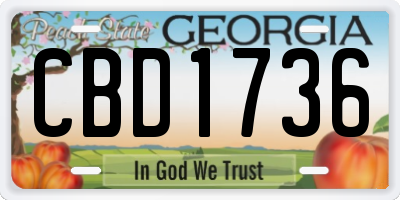 GA license plate CBD1736