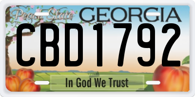 GA license plate CBD1792
