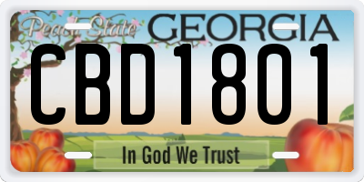 GA license plate CBD1801