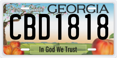 GA license plate CBD1818