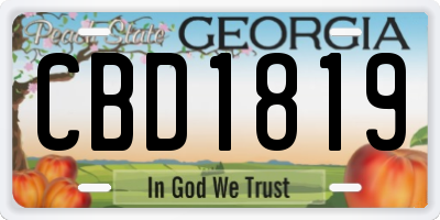 GA license plate CBD1819