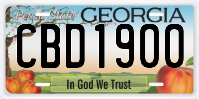 GA license plate CBD1900