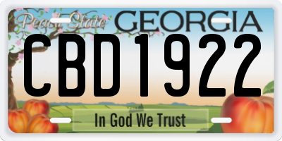 GA license plate CBD1922