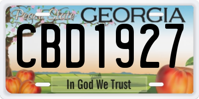 GA license plate CBD1927
