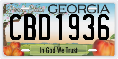 GA license plate CBD1936