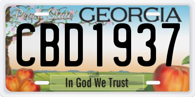 GA license plate CBD1937