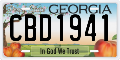 GA license plate CBD1941