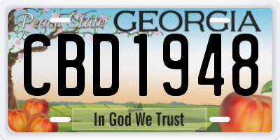 GA license plate CBD1948
