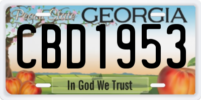 GA license plate CBD1953