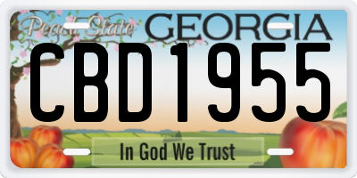 GA license plate CBD1955