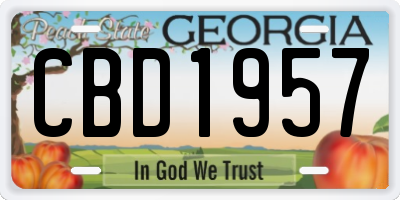 GA license plate CBD1957
