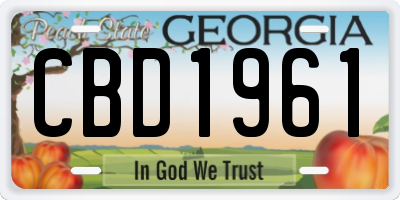 GA license plate CBD1961