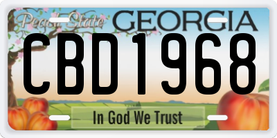 GA license plate CBD1968