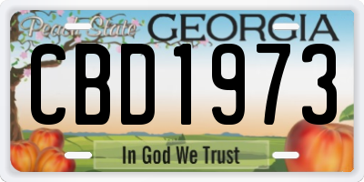 GA license plate CBD1973