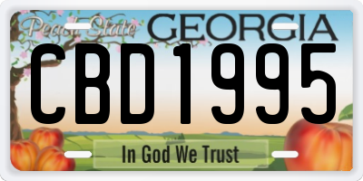GA license plate CBD1995