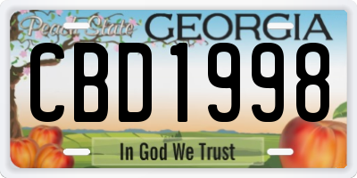 GA license plate CBD1998