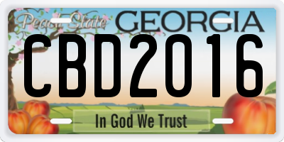 GA license plate CBD2016