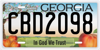 GA license plate CBD2098