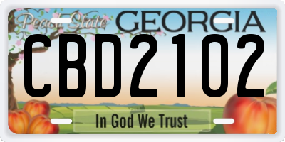 GA license plate CBD2102