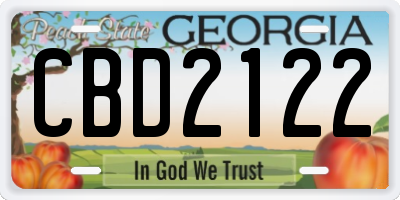 GA license plate CBD2122