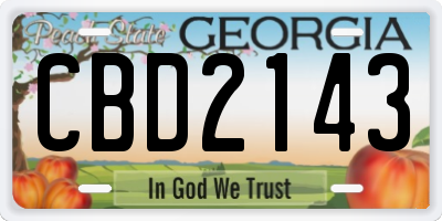 GA license plate CBD2143