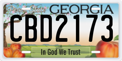 GA license plate CBD2173