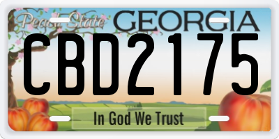 GA license plate CBD2175