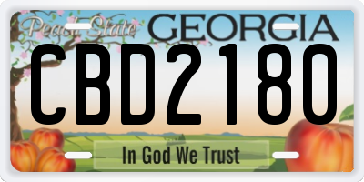 GA license plate CBD2180