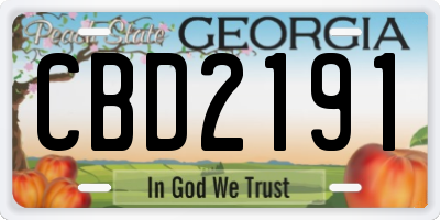 GA license plate CBD2191