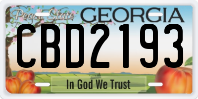 GA license plate CBD2193