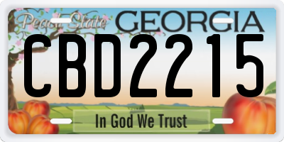 GA license plate CBD2215
