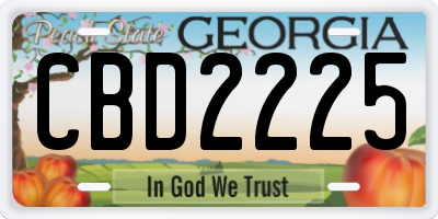 GA license plate CBD2225