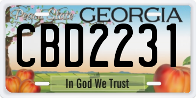GA license plate CBD2231