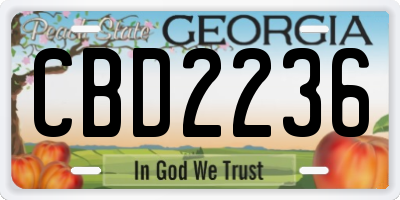 GA license plate CBD2236